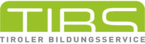 Logo Tiroler Bildungsservice TIBS. Im oberen Bildteil ist auf grünem Hintergrund in weißer Schrift 